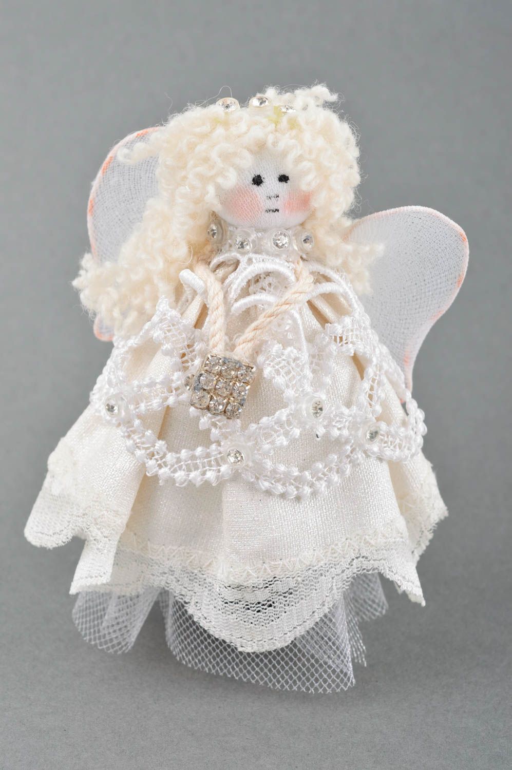 Кукла ручной работы декор для дома тряпичная кукла с петелькой подвеска на стену фото 1