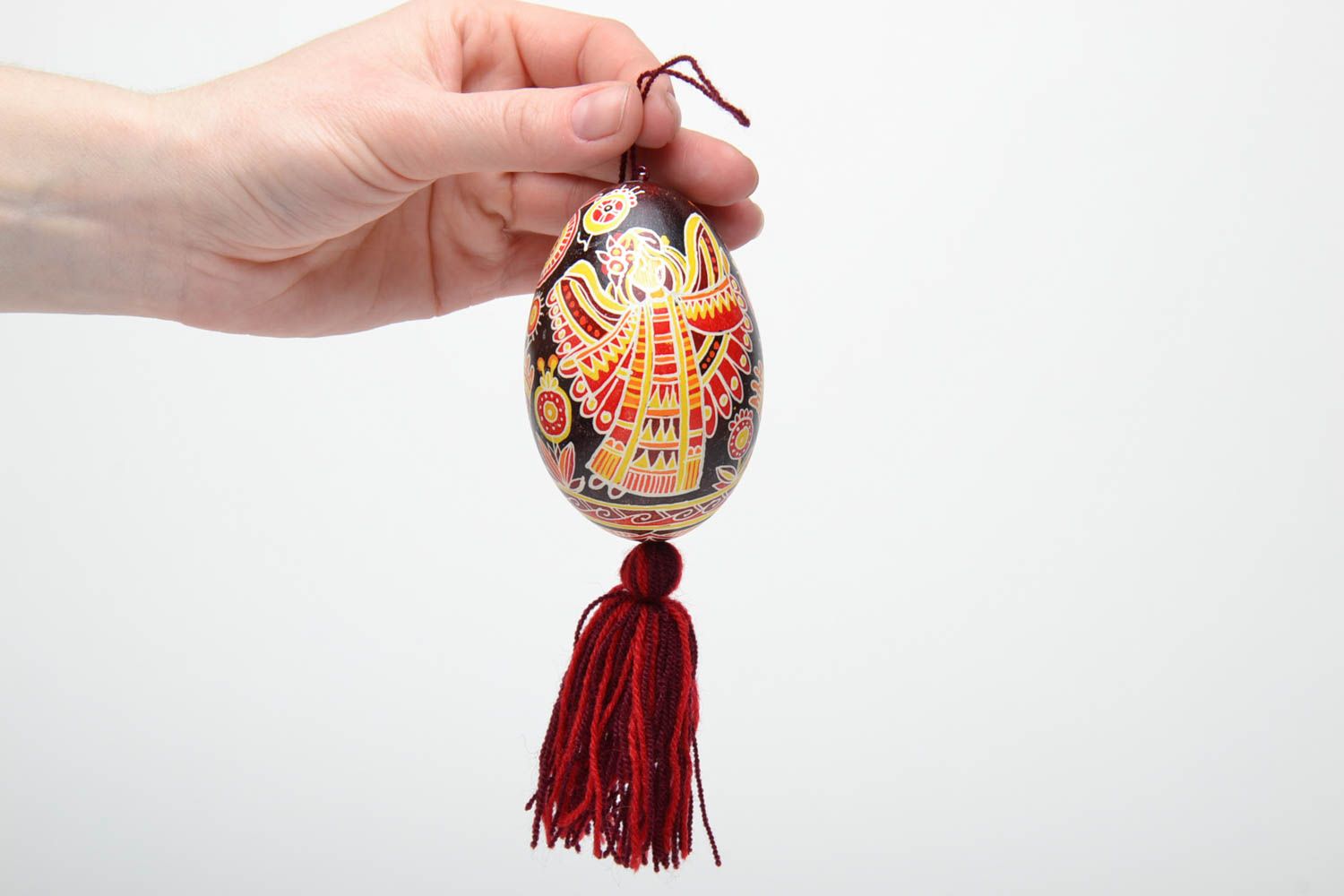 Oeuf de Pâques décoratif fait main original à suspendre avec bel ornement photo 5