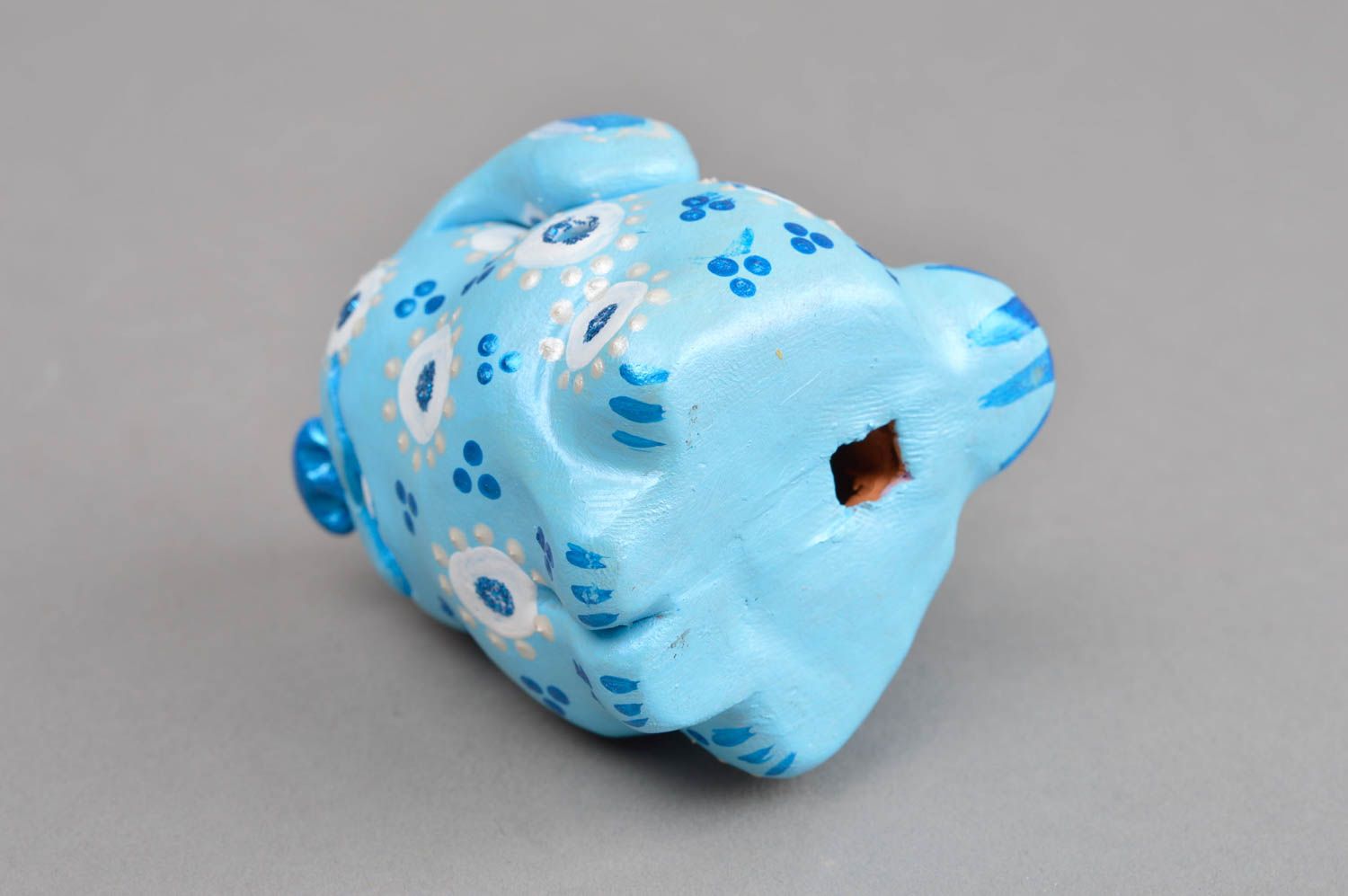 Керамика ручной работы заяц голубой свистулька из глины керамическая свистулька фото 4