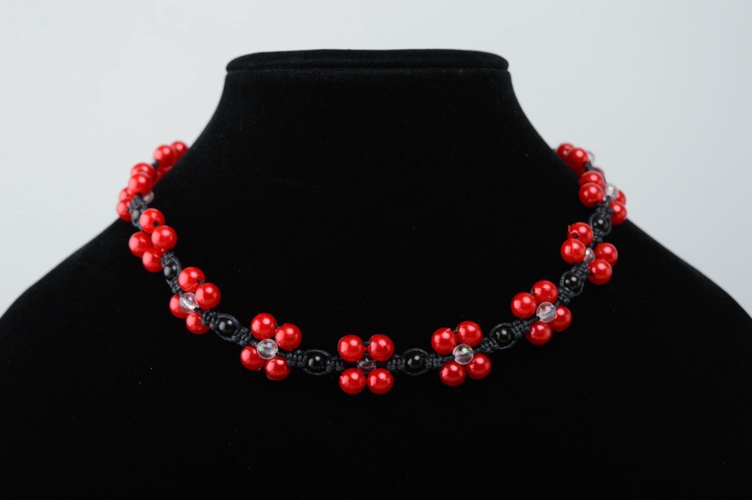 Macrame headband-necklace with ceramic beads  photo 4