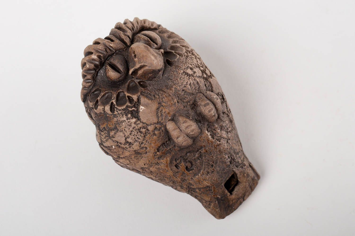 Silbato de barro lechuza hecha a mano souvenir original juguete de cerámica  foto 4