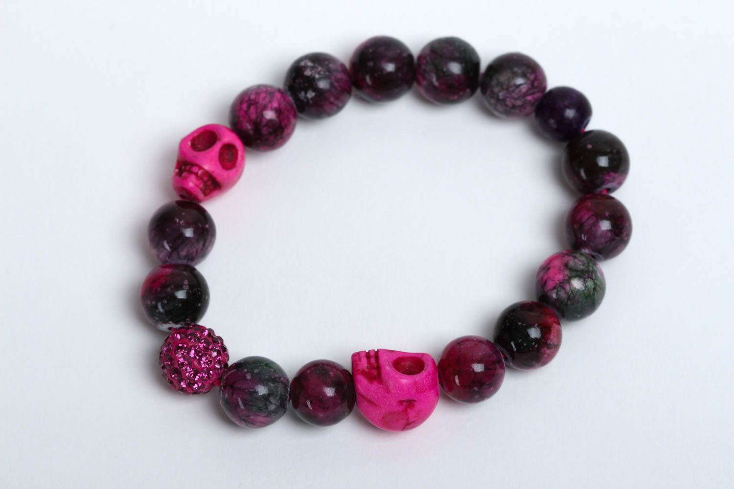 Bracelet stylé fait main rose Bijou fantaisie Idée cadeau original pour femme photo 2