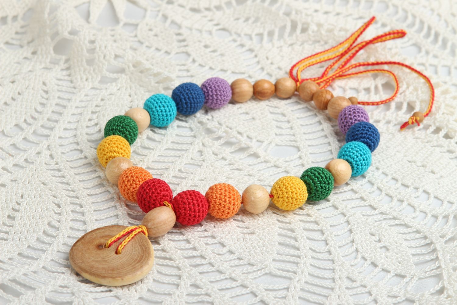 Beautiful handmade crochet bead necklace babywearing necklace jewelry designs photo 1