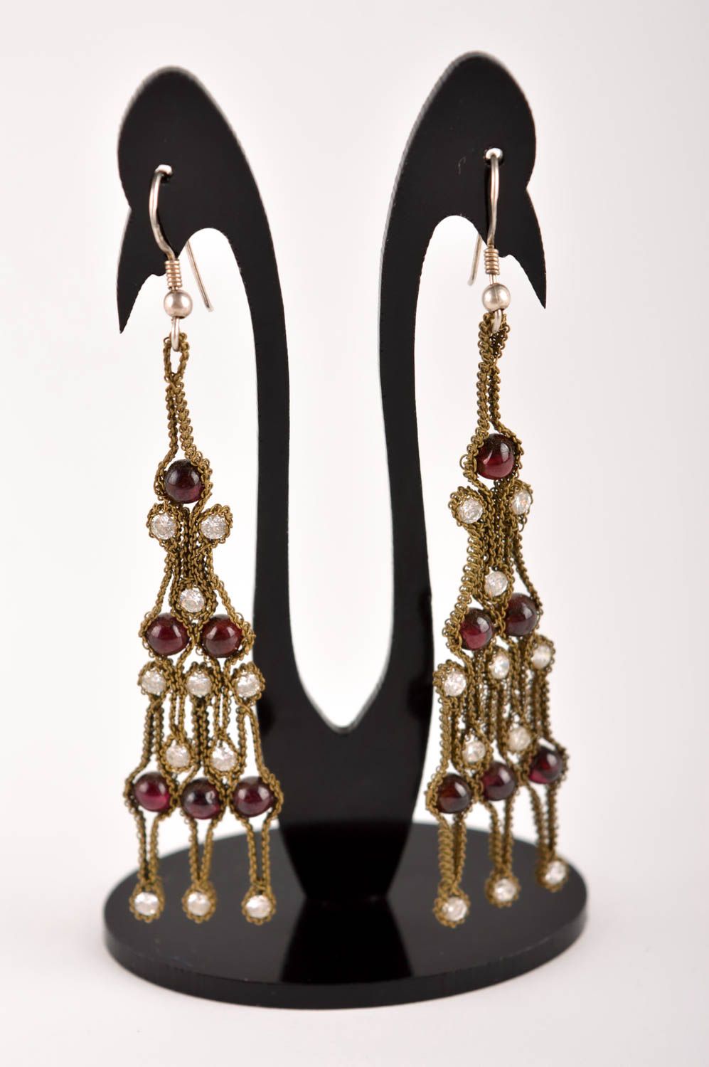 Beautiful handmade metal earrings beaded earrings costume jewelry for girls photo 2