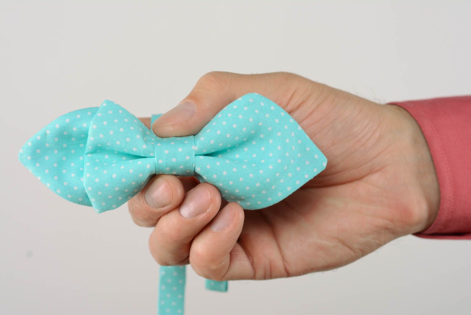 Mint bow tie with dots  photo 5