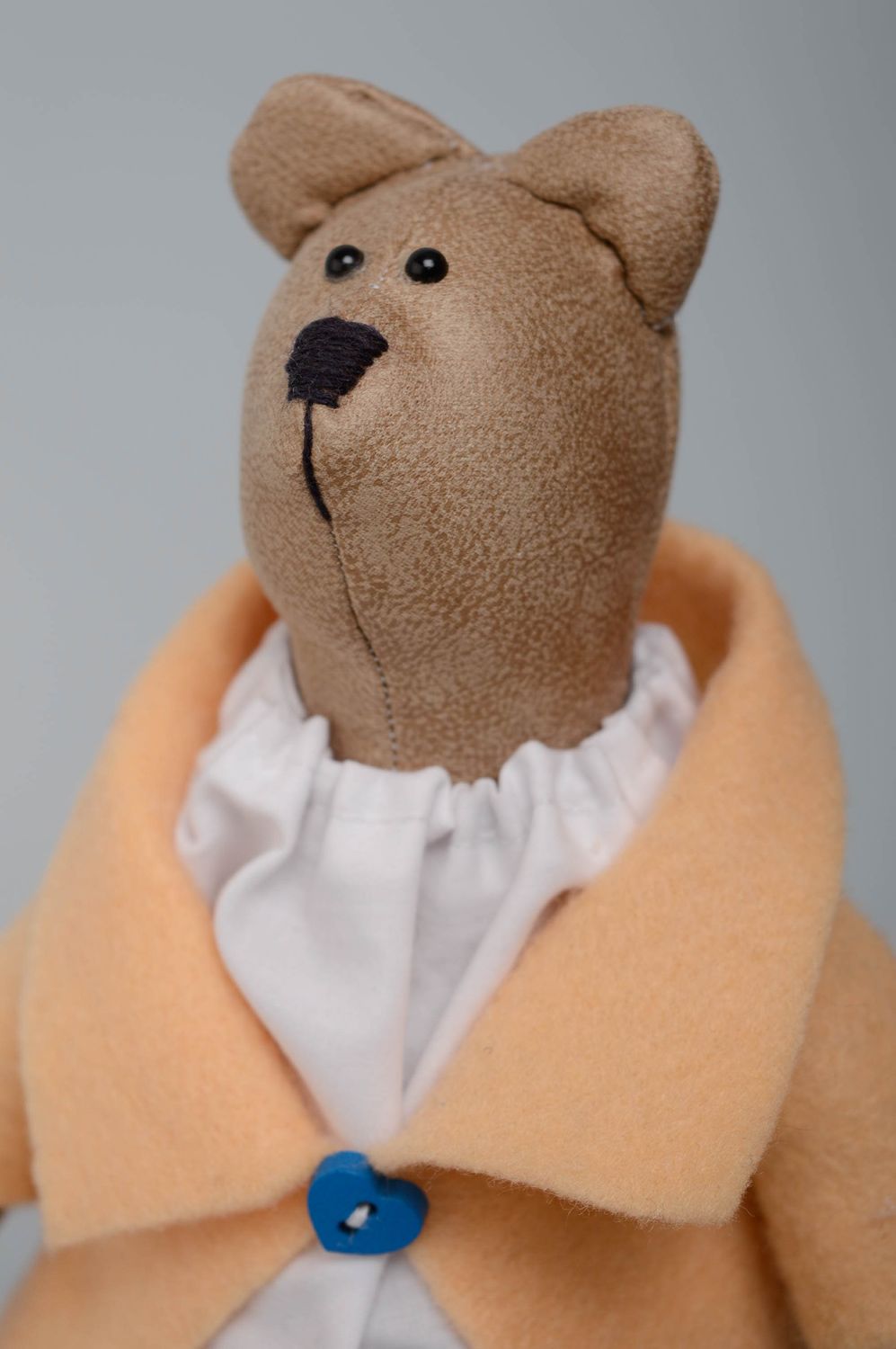 Artificial leather and felt toy bear photo 2
