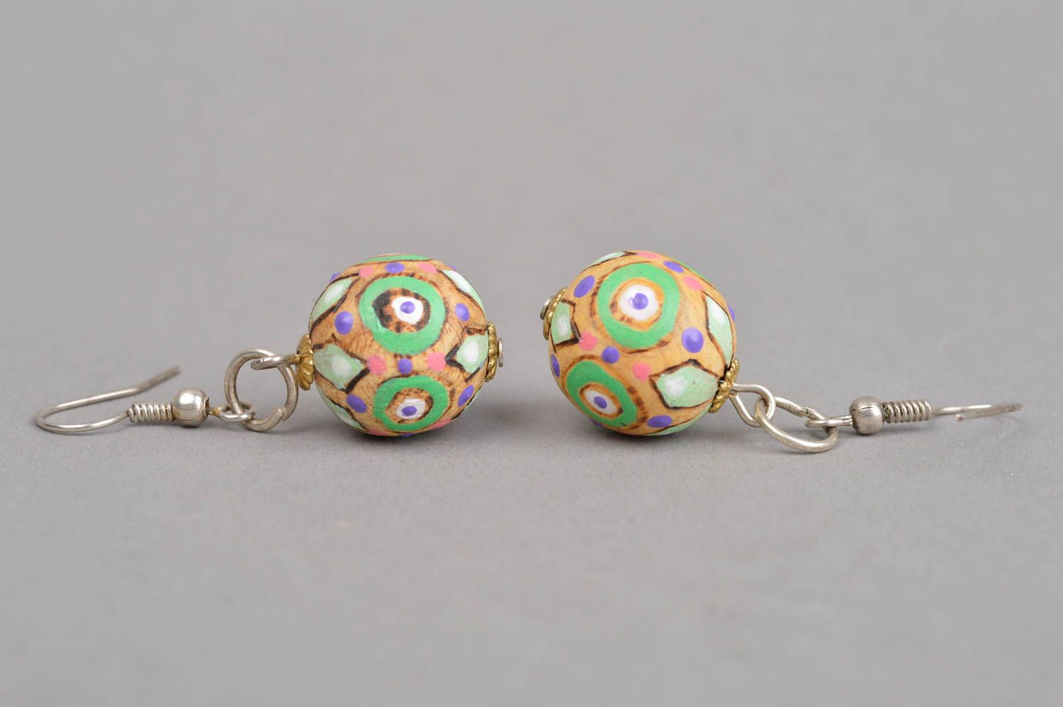Handmade wooden earrings ball earrings beautiful jewellery gifts for her photo 3