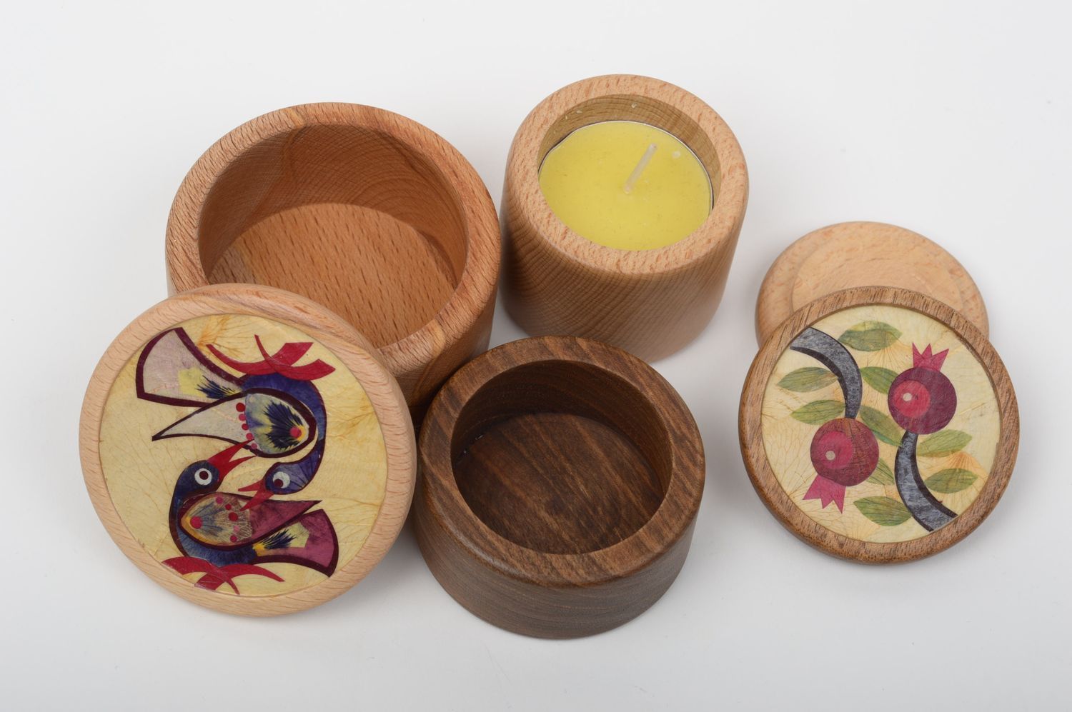 Handmade kleine Schatullen und Teelicht Halter Holz Dekoration schön originell foto 2