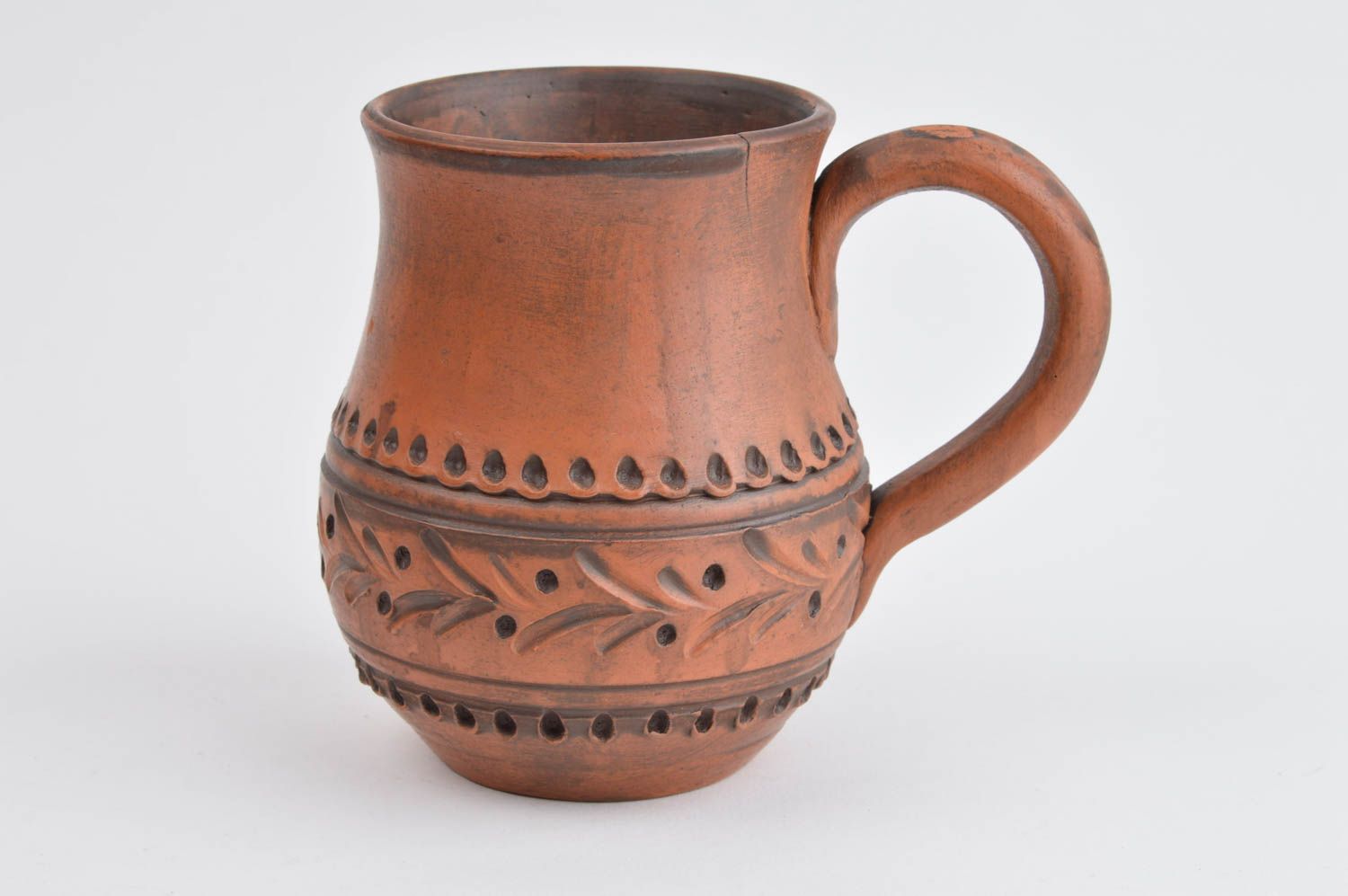 Clay large glazed handmade milk mug or coffee mug with handle and classic style 0,65 lb photo 2