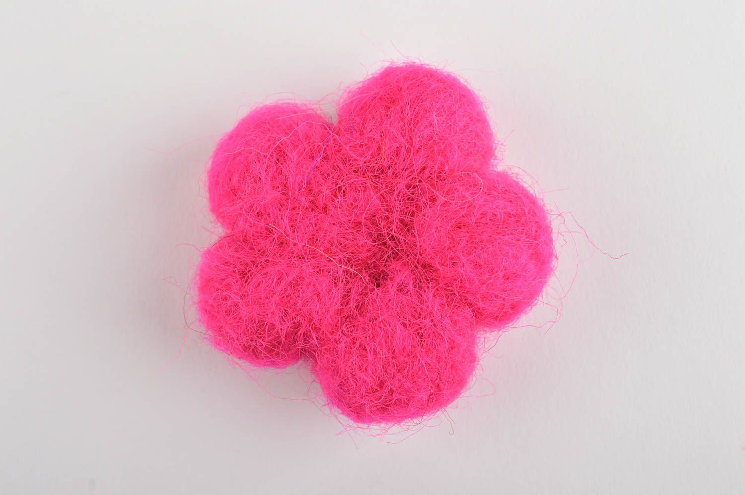 Peluche décorative Jouet en laine fait main Cadeau enfant Fleur rose violet photo 4