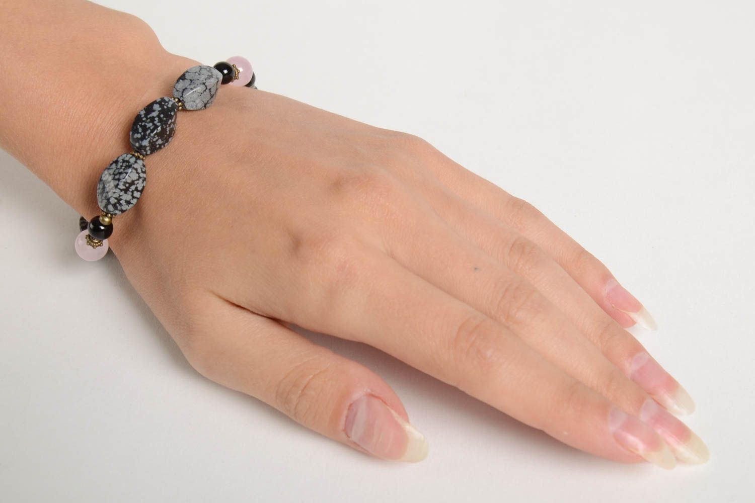 Bracelet pierres naturelles Bijou fait main en verre design Accessoire femme photo 2