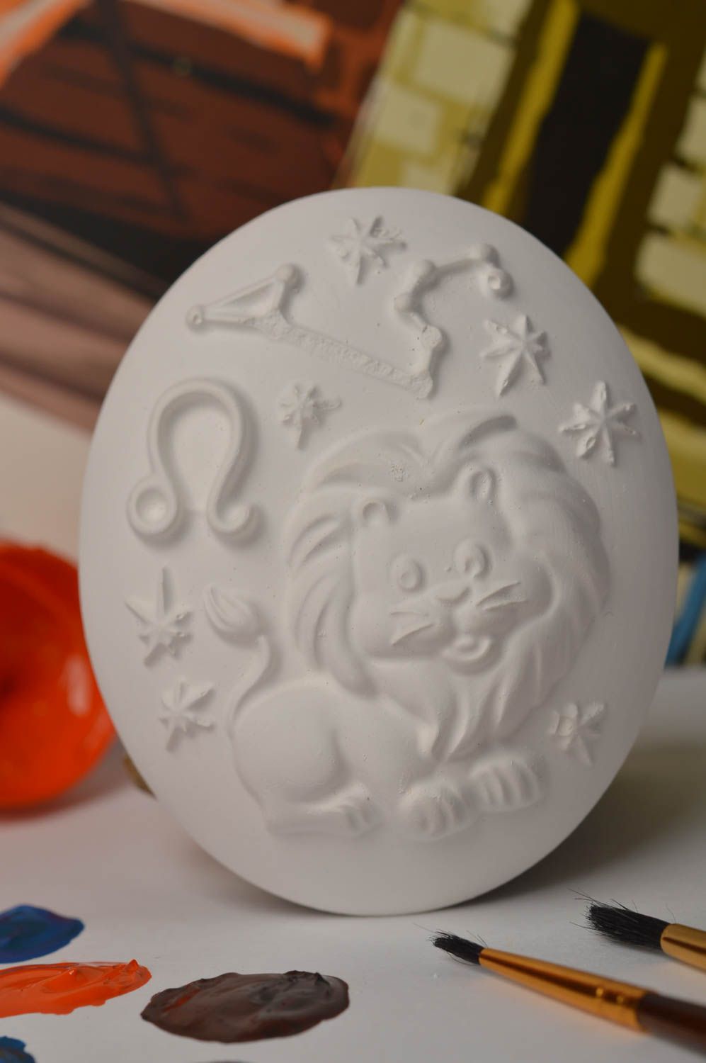 Figurine à peindre Objet décoratif fait main en plâtre Lion Déco maison photo 1