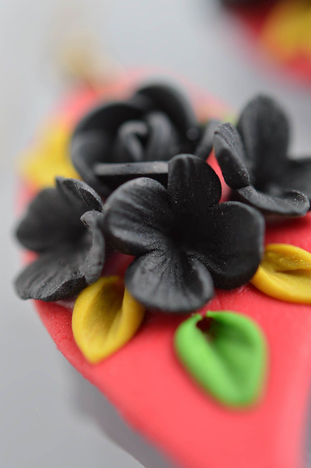 Rosa lange Ohrringe aus Polymerton mit Rosen schön künstlerische Handarbeit foto 4