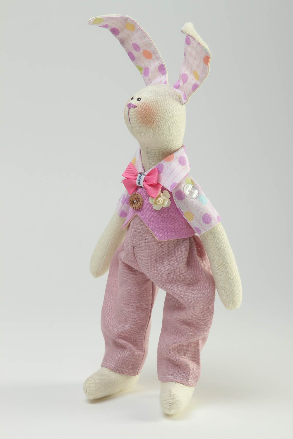 Jouet lapin Peluche faite main en tissus décorative Cadeau pour enfant photo 2