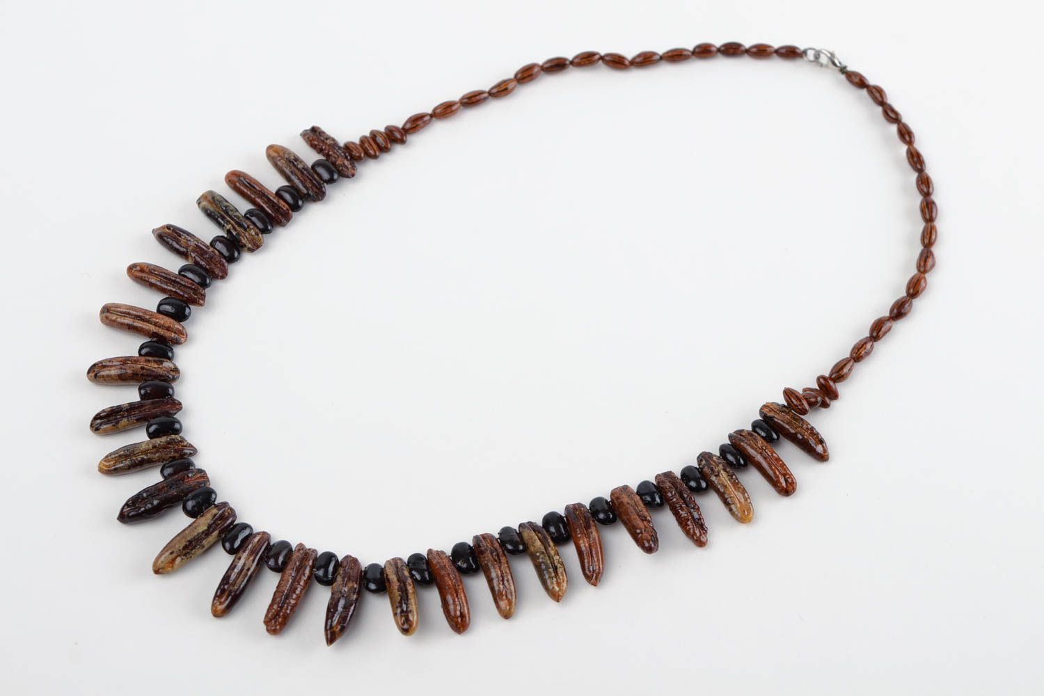 Wooden necklace beaded necklace handcrafted jewelry designer accessories photo 5