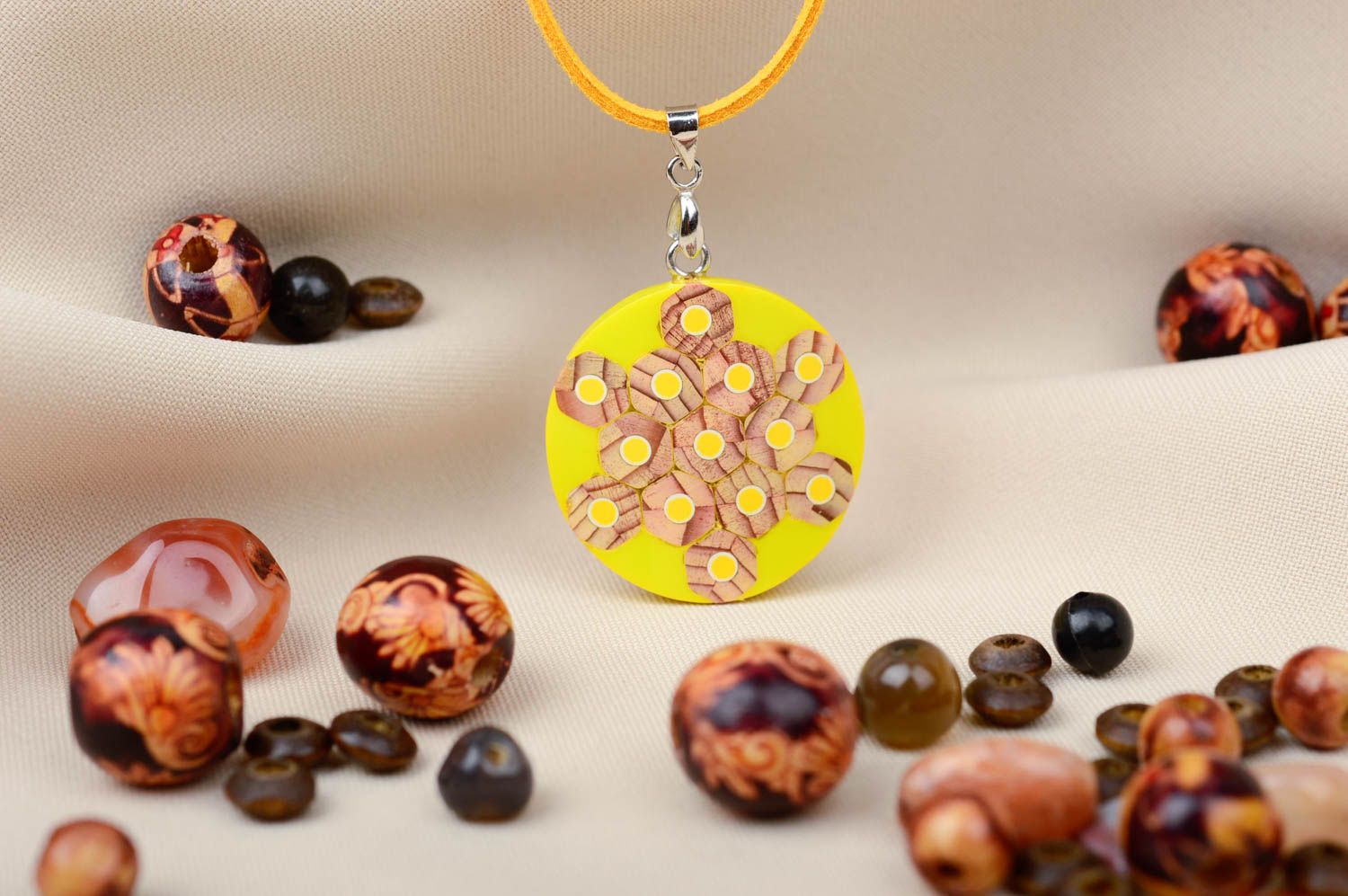 Handmade pendant designer accessory gift ideas unusual jewelry wooden jewelry photo 1