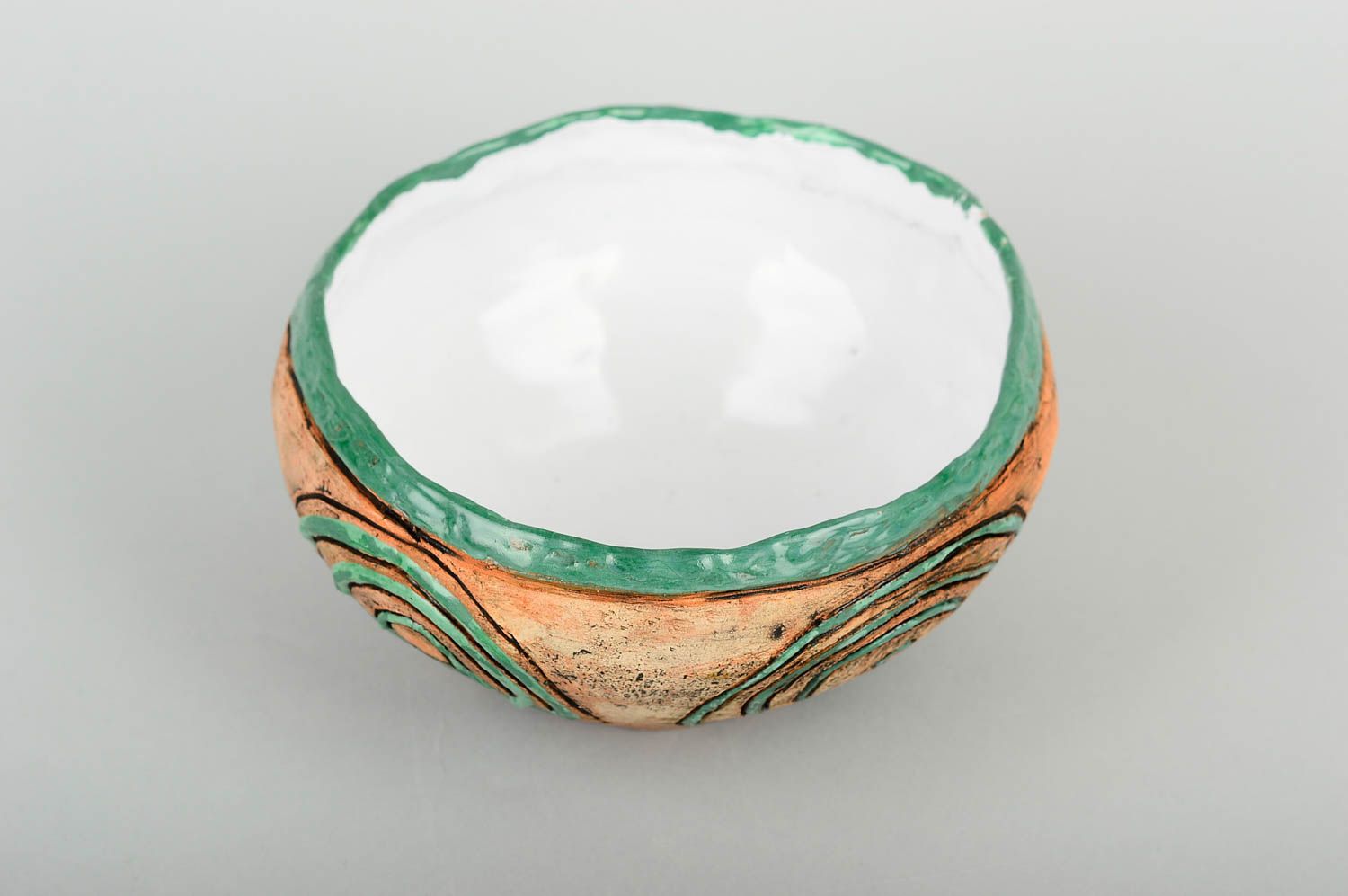 Керамический горшок ручной работы глиняная посуда глубокая тарелка салатная фото 4