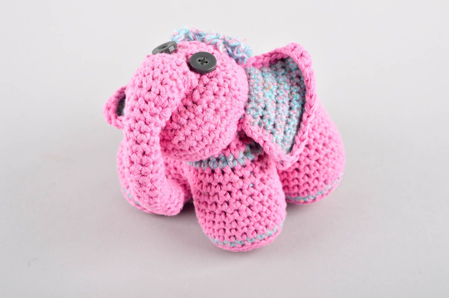 Jouet éléphant rose Peluche faite main tricotée originale Cadeau pour enfant photo 2