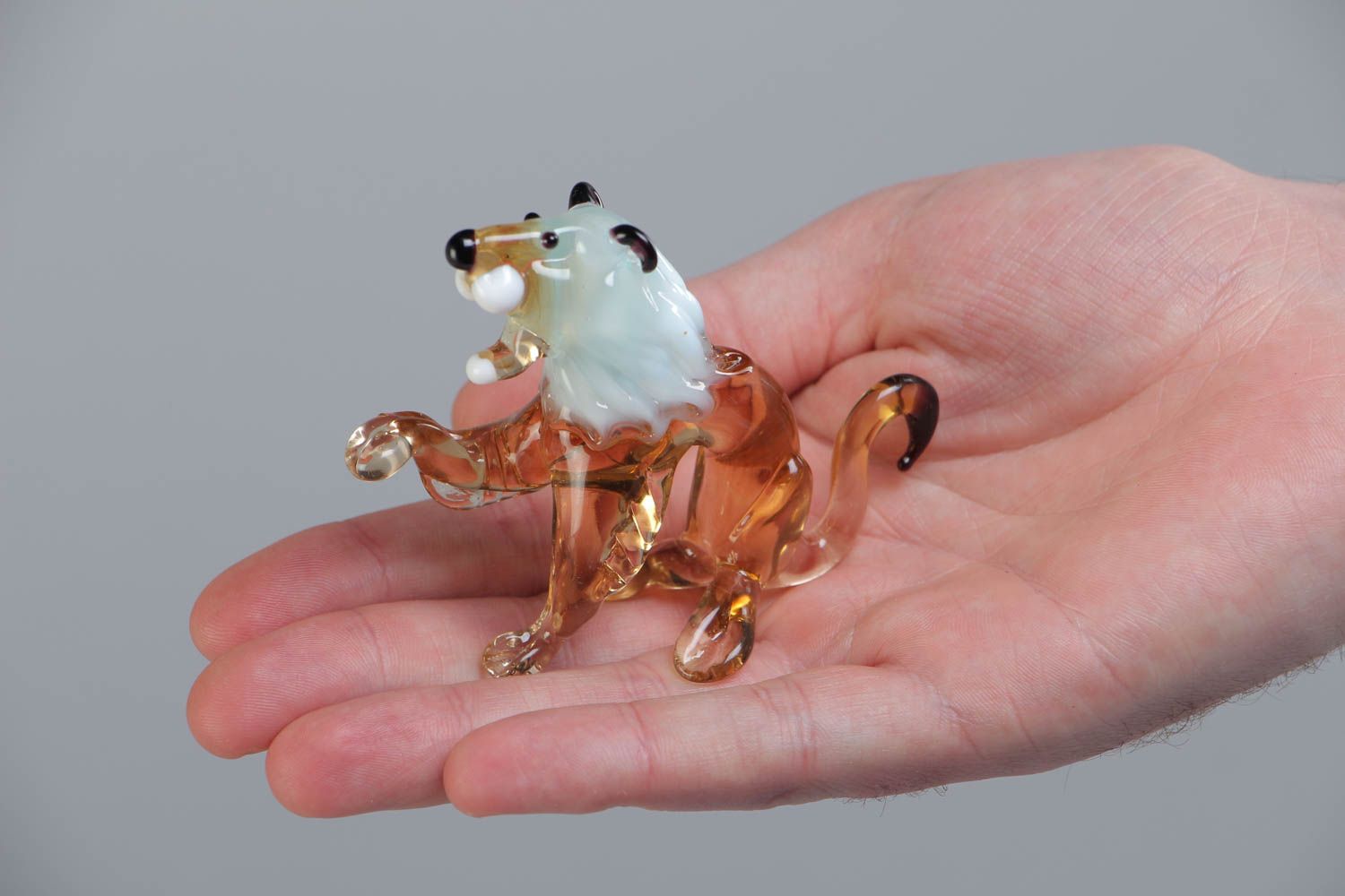 Kleine schöne Deko Figur Löwe aus Glas in Lampwork Technik handgemacht foto 5