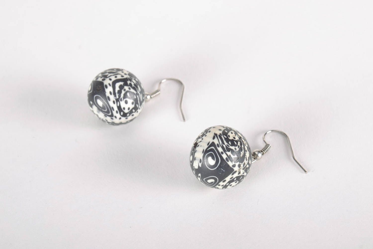 Ball-earrings made of polymer clay photo 2