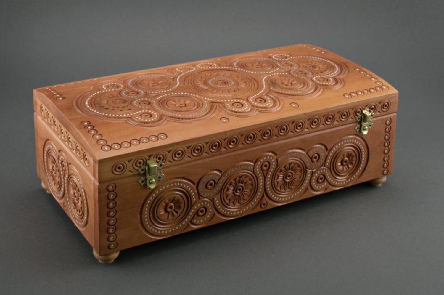 Carved wooden box for jewelry photo 1