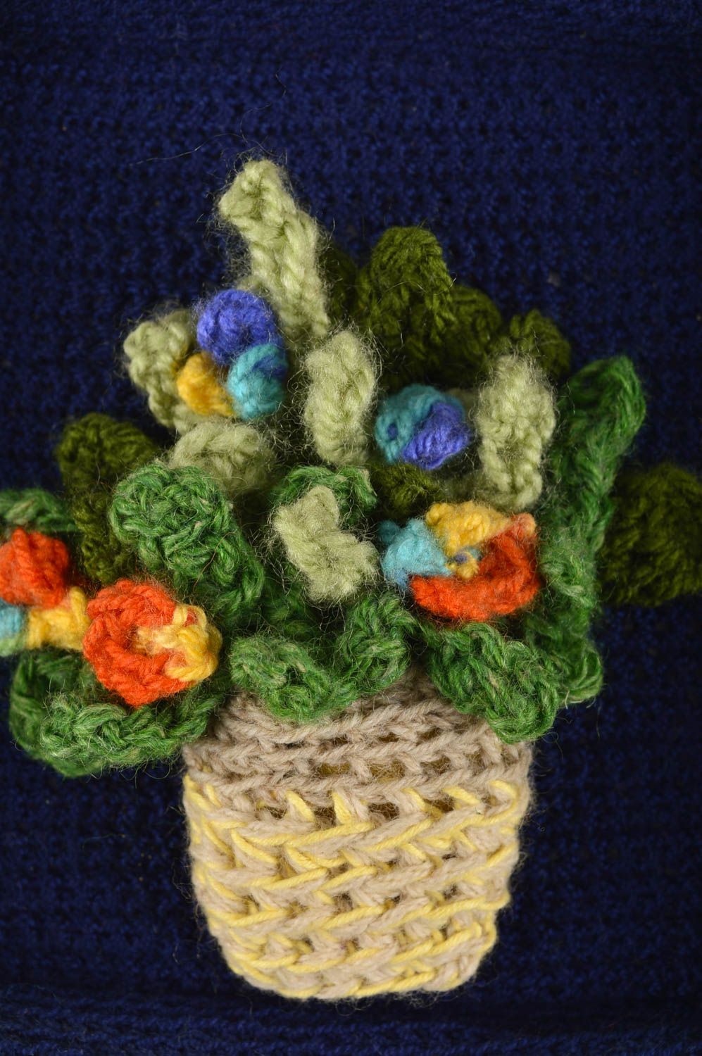 Handmade wall decor crochet wall picture interior wall panel crochet flowers photo 5