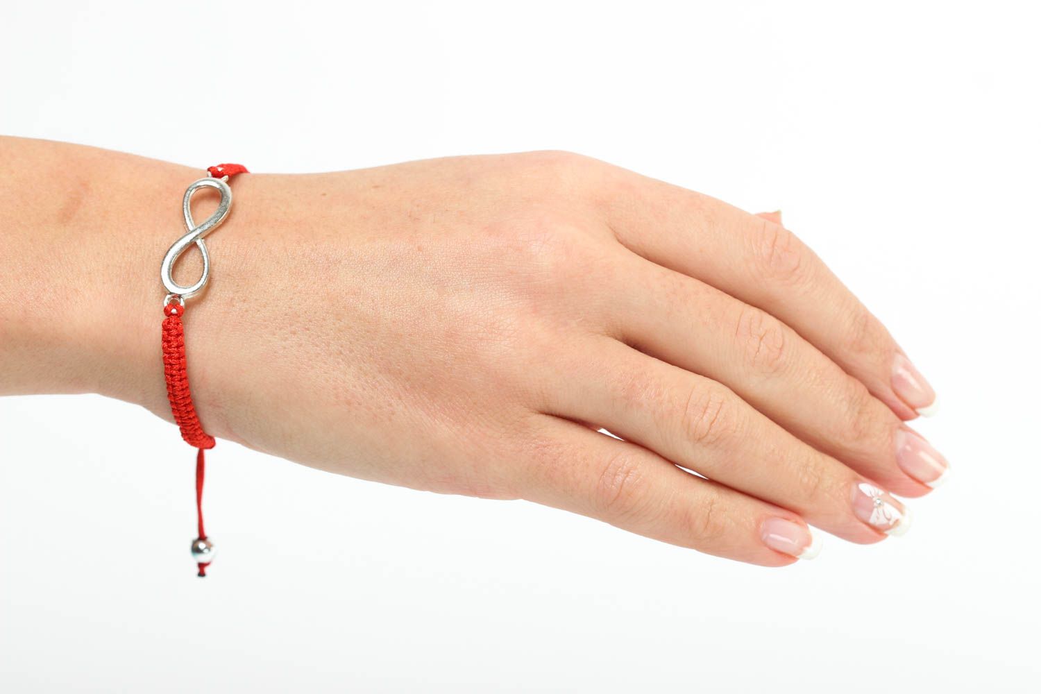 Bracelet en fils Bijou fait main rouge insolite design fin Accessoire femme photo 5