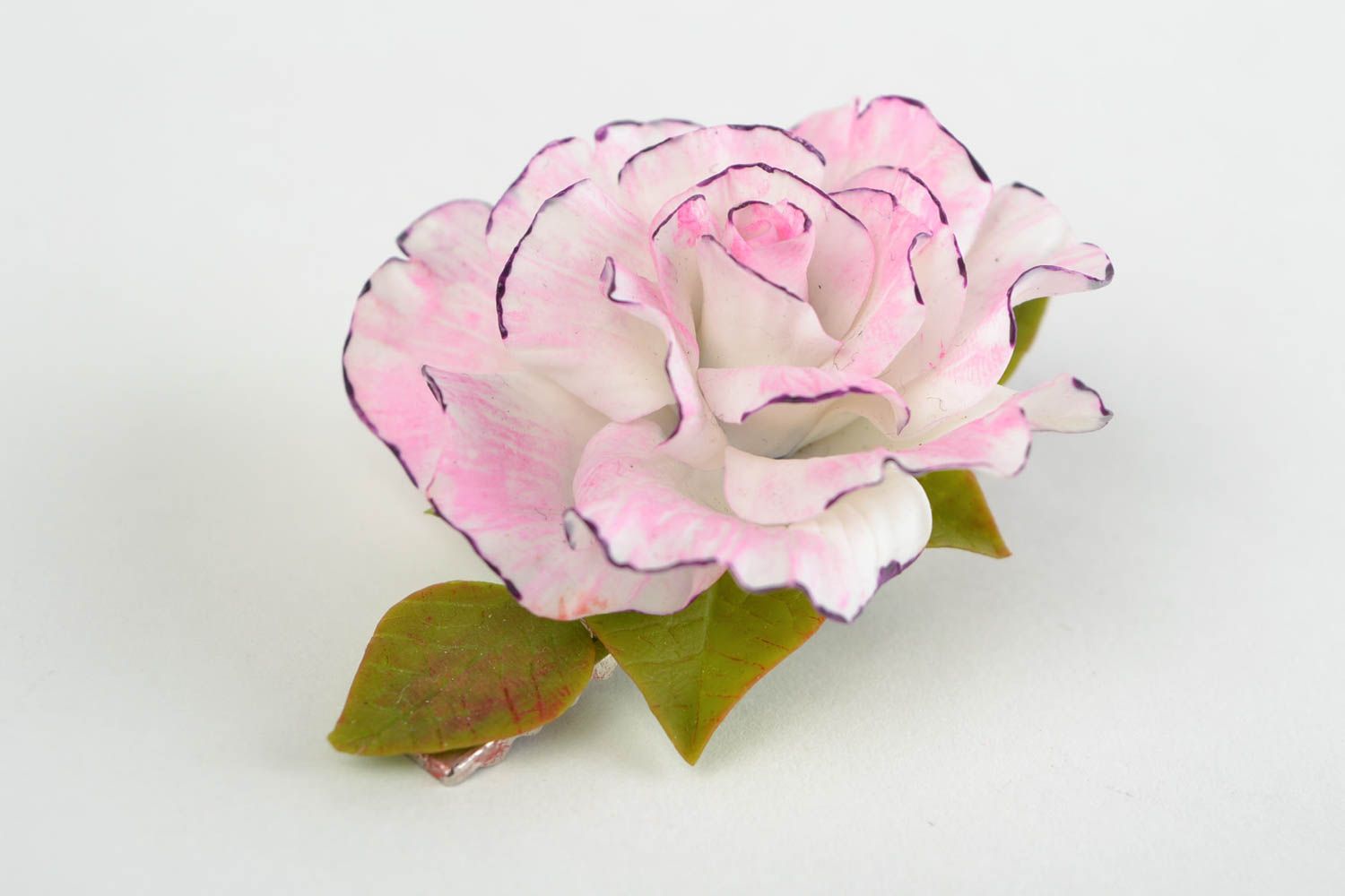 Handmade designer cold porcelain hair clip with volume flower photo 3