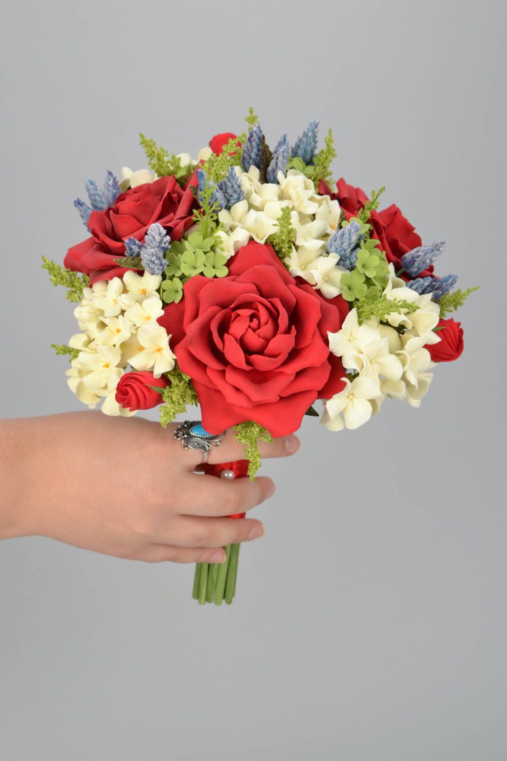 Bouquet en fleurs artificielles fait main photo 2