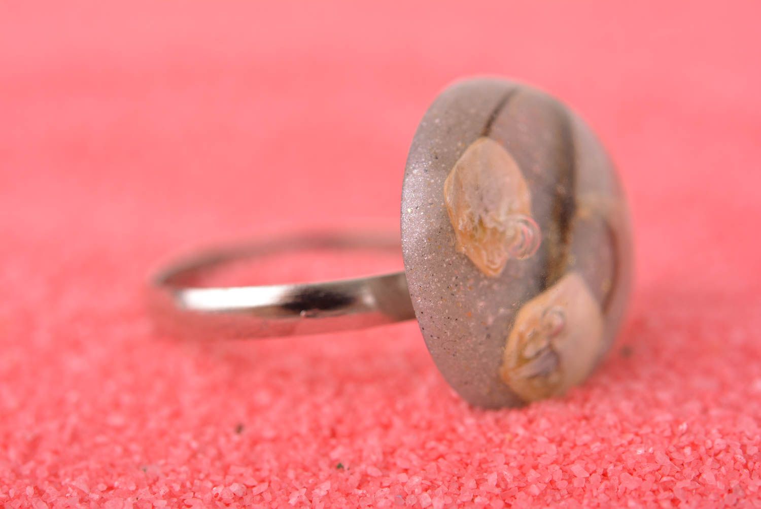 Кольцо ручной работы кольцо из эпоксидной смолы цветочное женское кольцо фото 2
