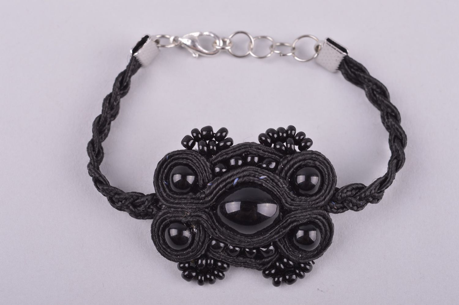 Pulsera soutache negra hecha a mano accesorio de moda regalo para mujer foto 2