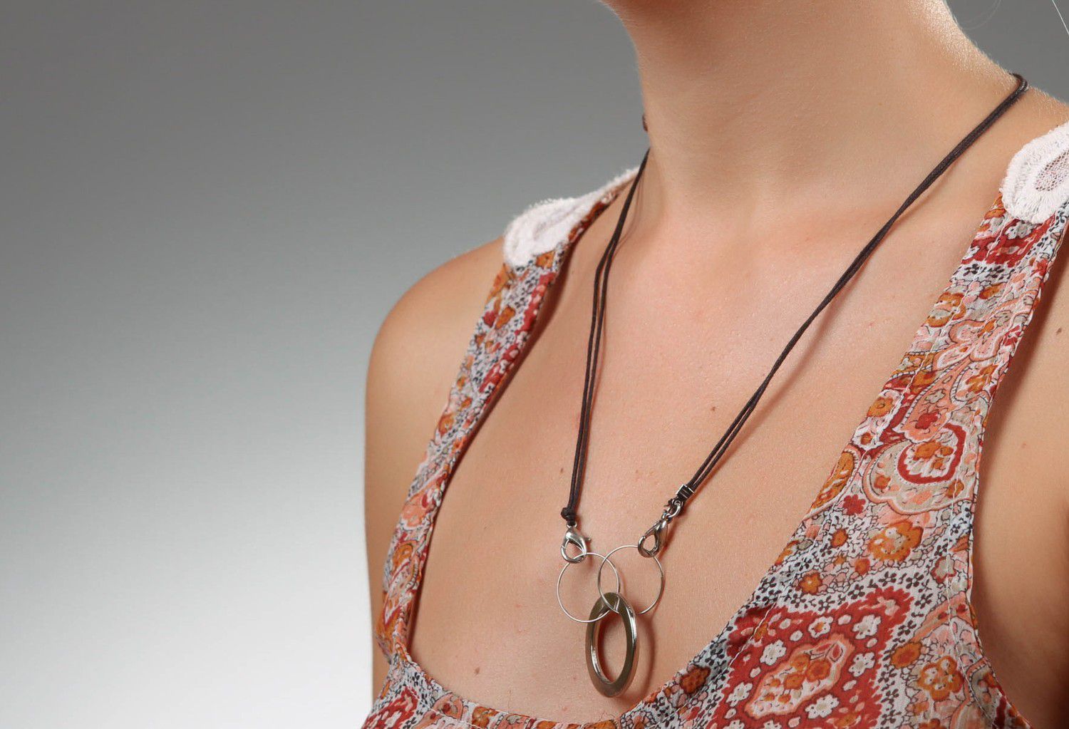 Necklace with metal element, handmade photo 1