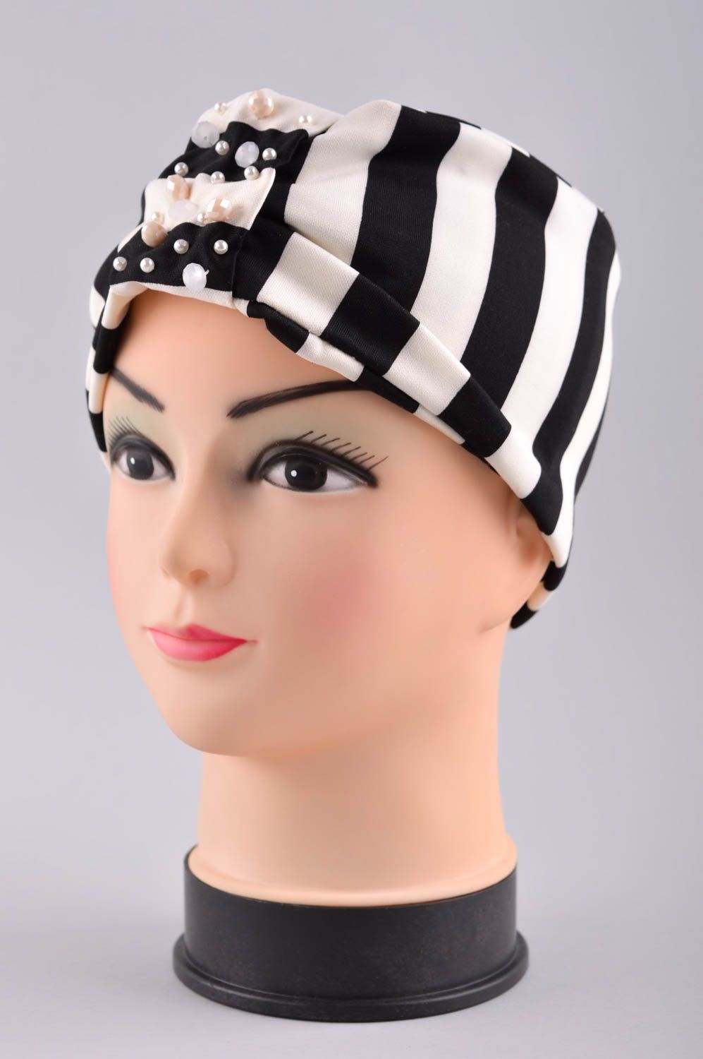 Haar Turban handmade Stirnband Damen Haar Accessoire Frauen Geschenke schwarz foto 2