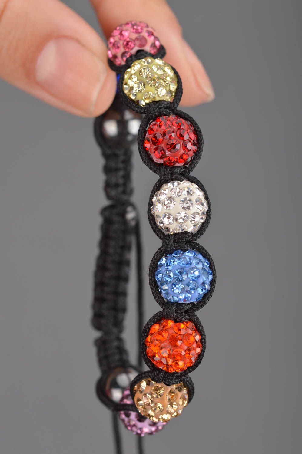 Оригинальный плетенный разноцветный браслет с бусинами для женщин ручная работа фото 4