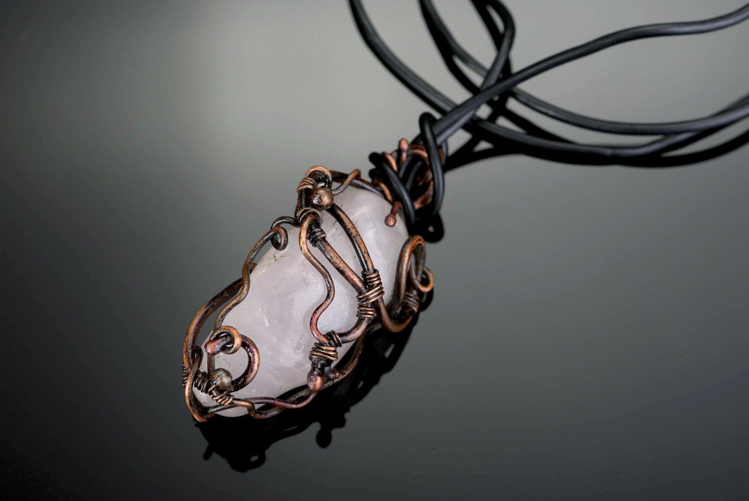 Jewelry set with pink quartz Pink Clouds photo 4