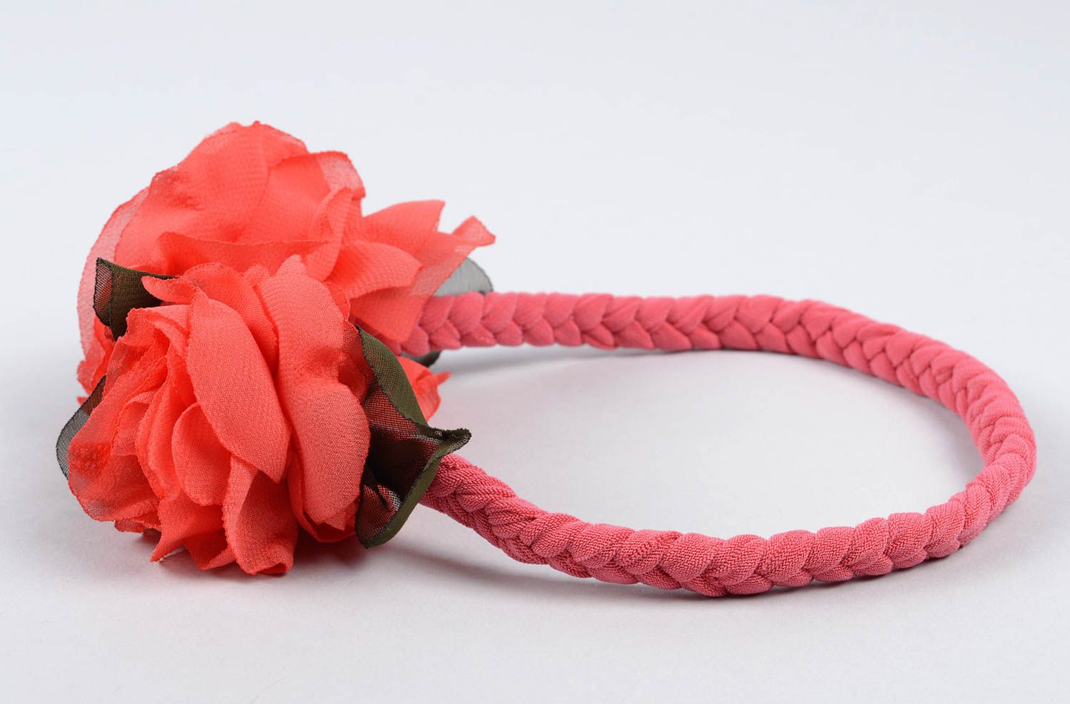 Rotes Haarband mit Blume handmade Designer Schmuck Accessoire für Haare  foto 3