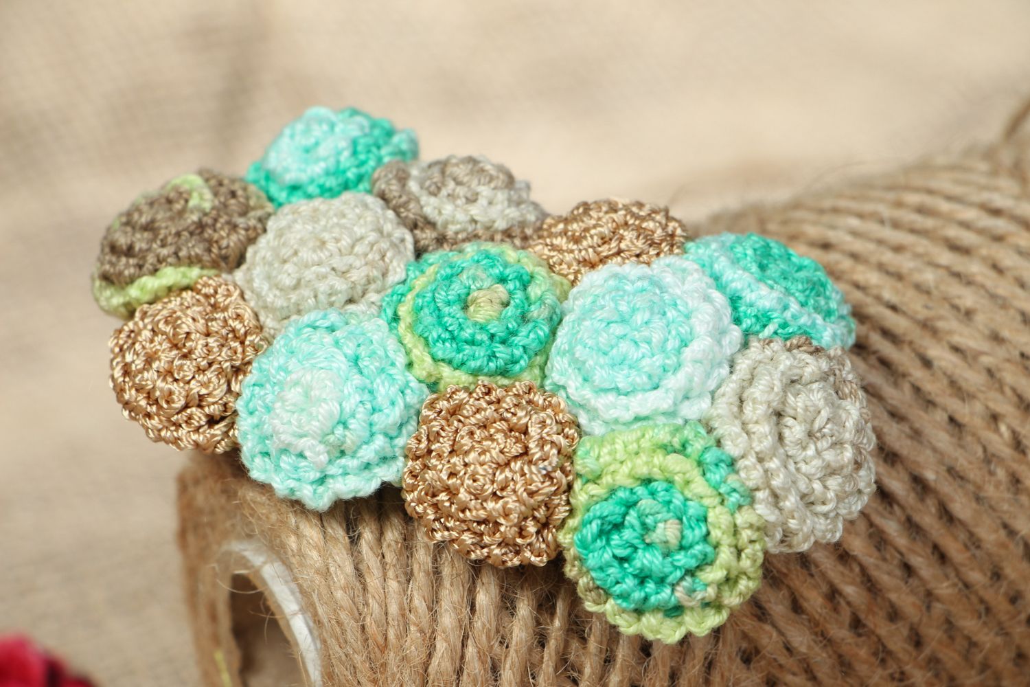 Handmade crochet brooch Sea Stones photo 5