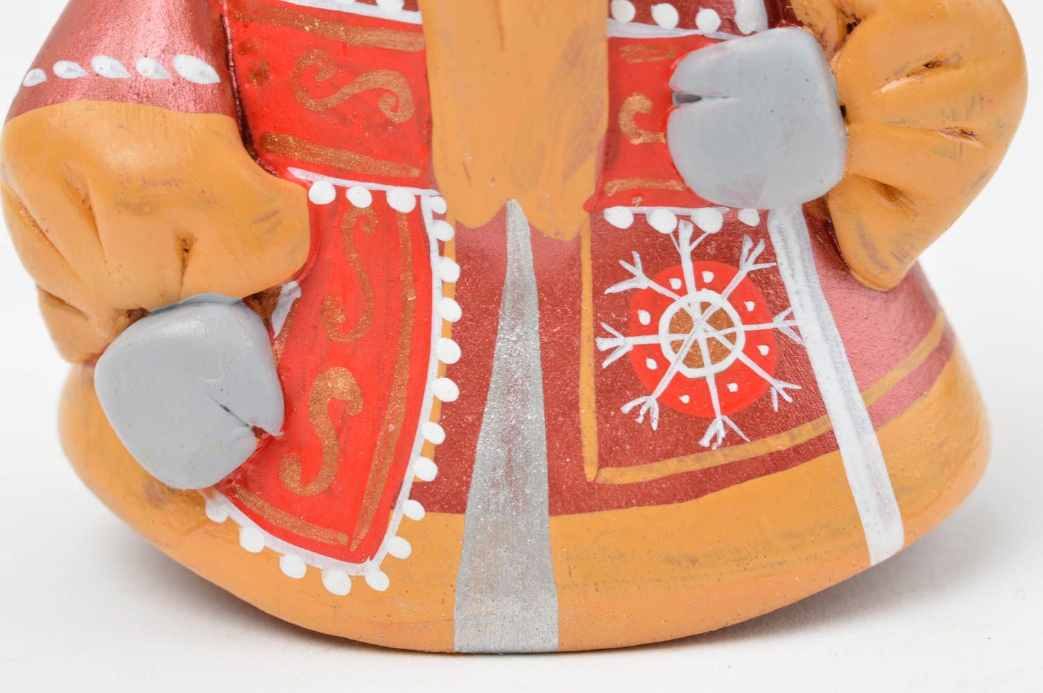 Clochette décorative en argile peinte faite main en forme de Père Noël photo 5