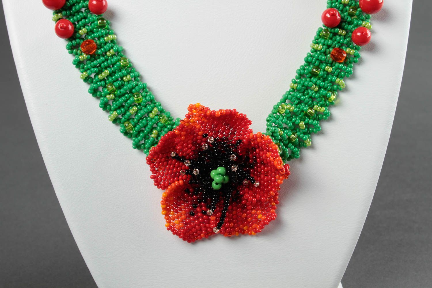 Handmade seed bead necklace handmade jewelry cord necklace elegant accessories photo 2