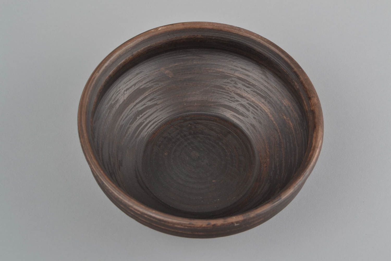 Handmade dark brown ceramic bowl kilned with the use of milk for 700 ml photo 3