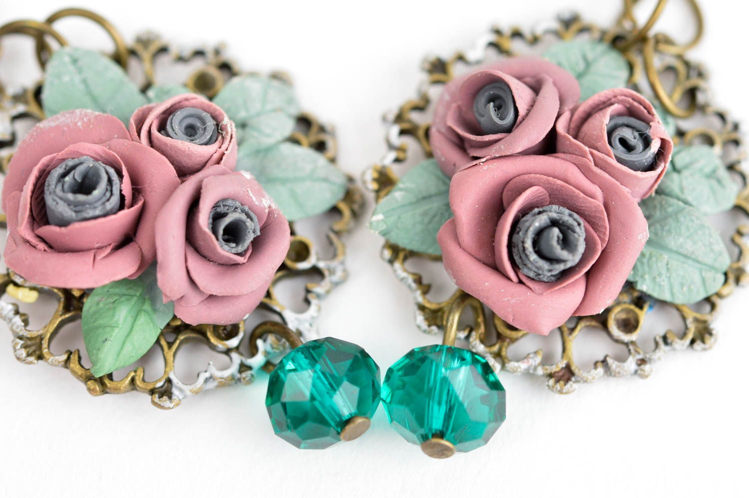 Beautiful handmade plastic earrings floral dangle earrings cool jewelry photo 5