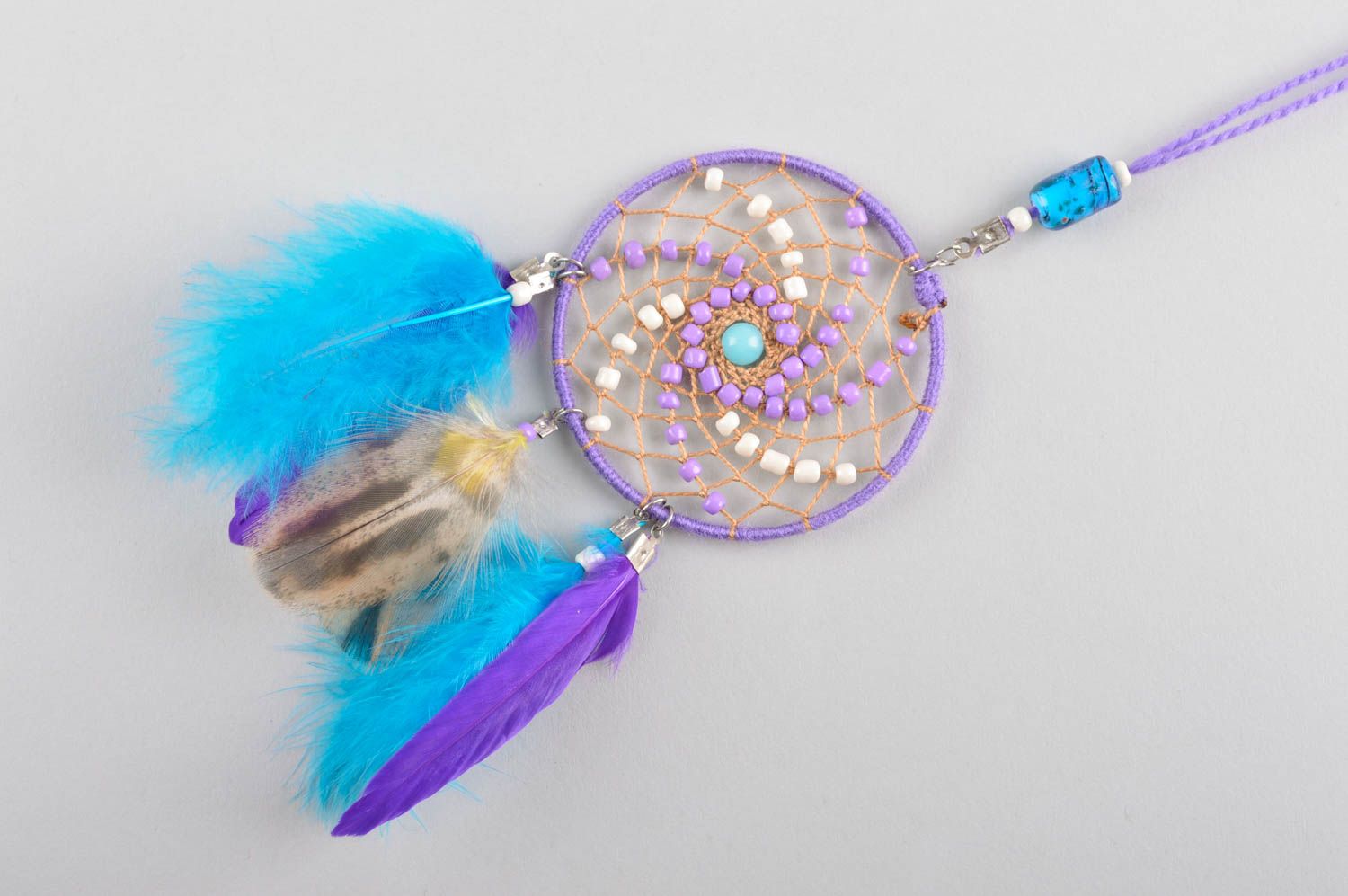 Stylish handmade dreamcatcher necklace wall hanging Indian amulet gift ideas photo 3