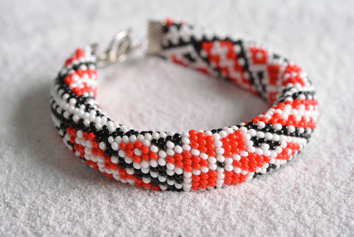 Handmade bracelet in ethnic style unusual beaded bracelet designer accessory photo 1