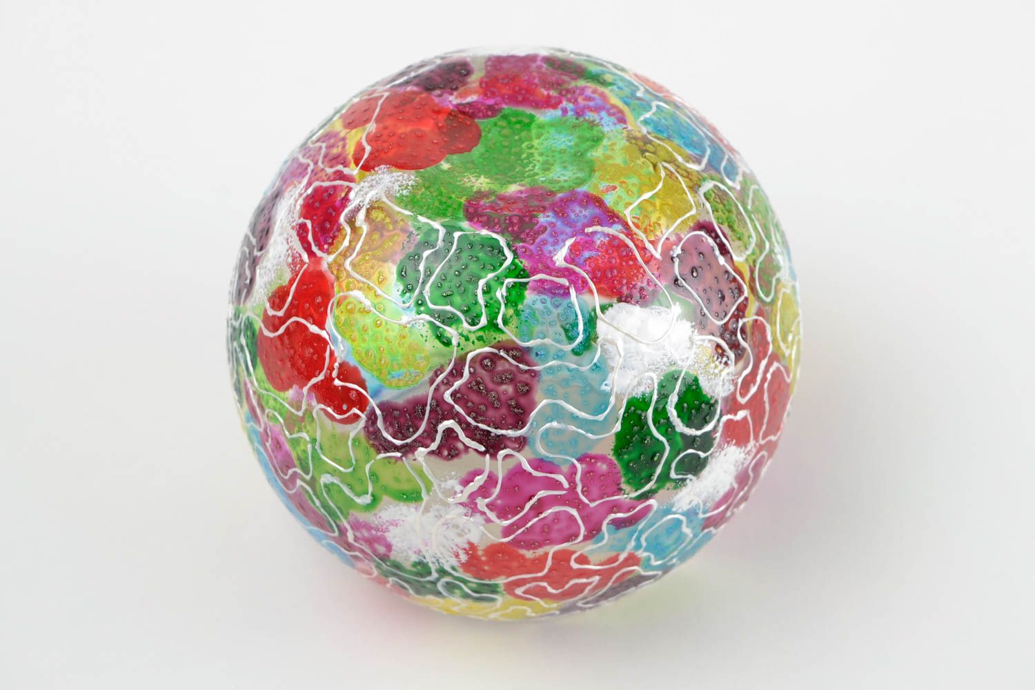 4 inches multicolor ball shape handmade glass vase 15 oz, 0,43 lb photo 5