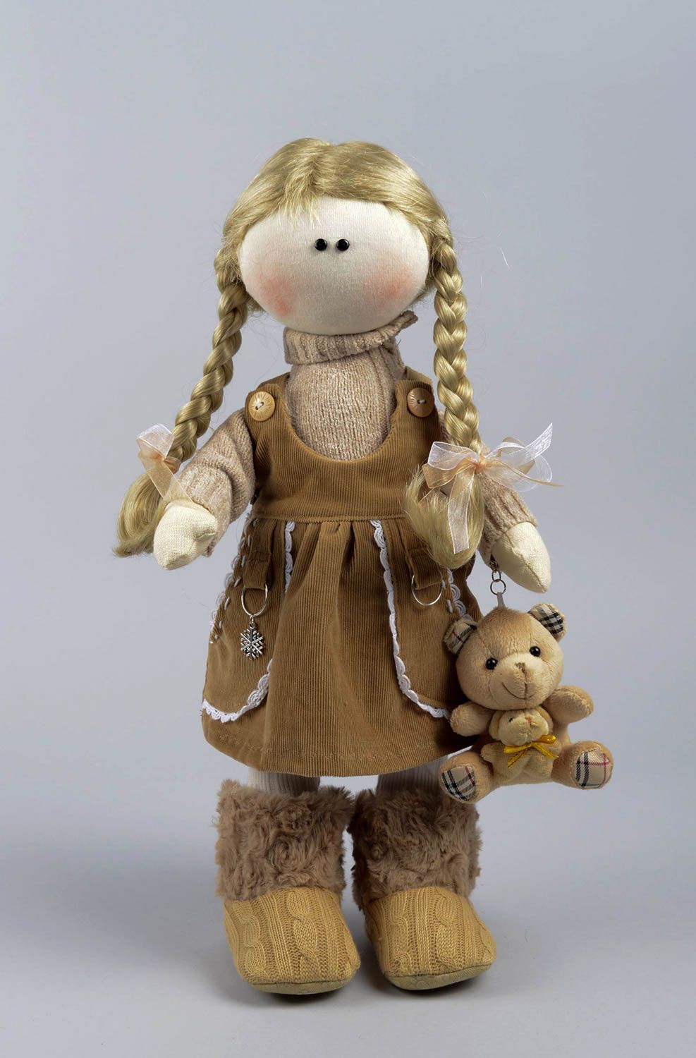 Stylish handmade rag doll unusual soft toy beautiful childrens toys gift ideas photo 1