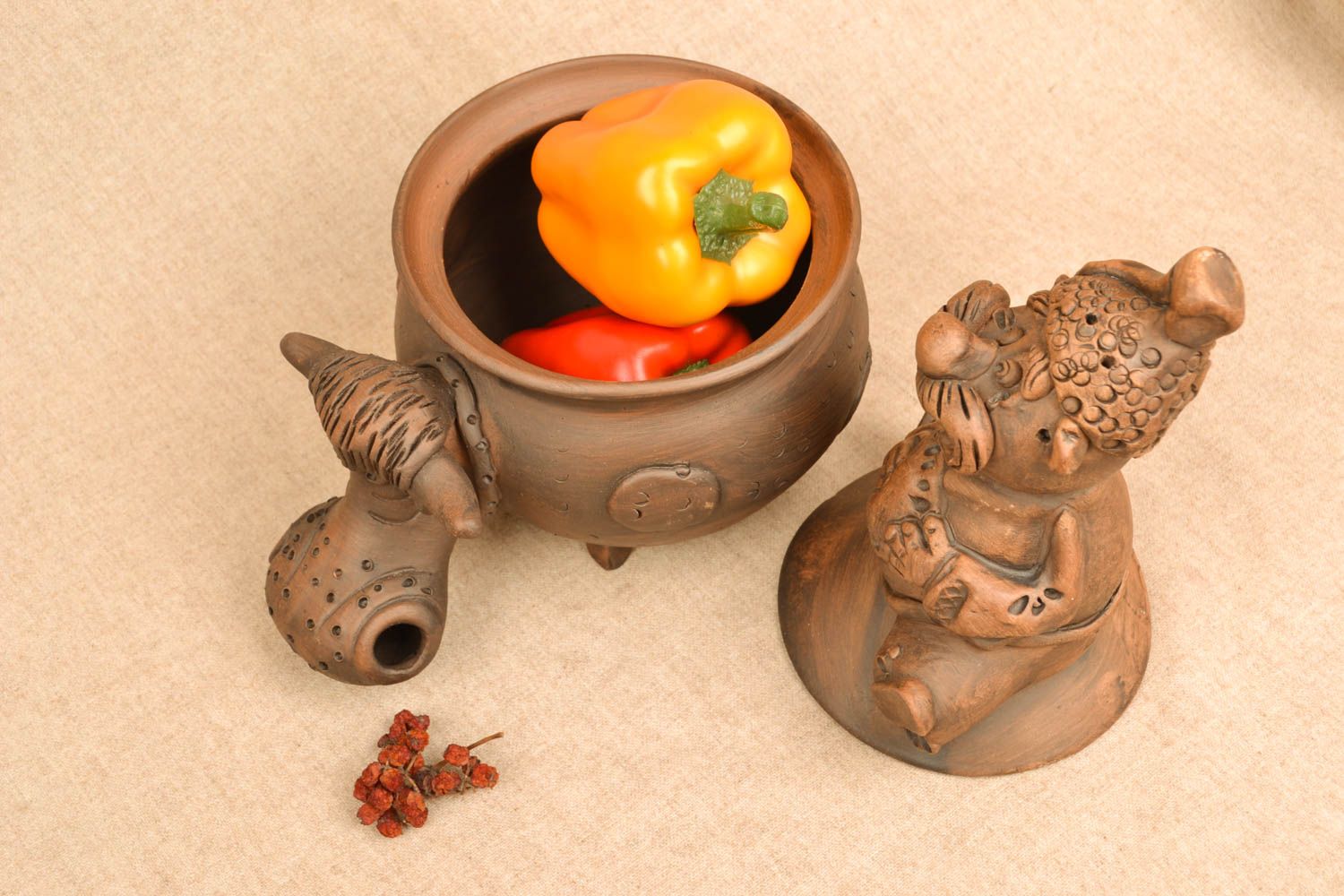 Ceramic sugar bowl with a Cossack figurine photo 5
