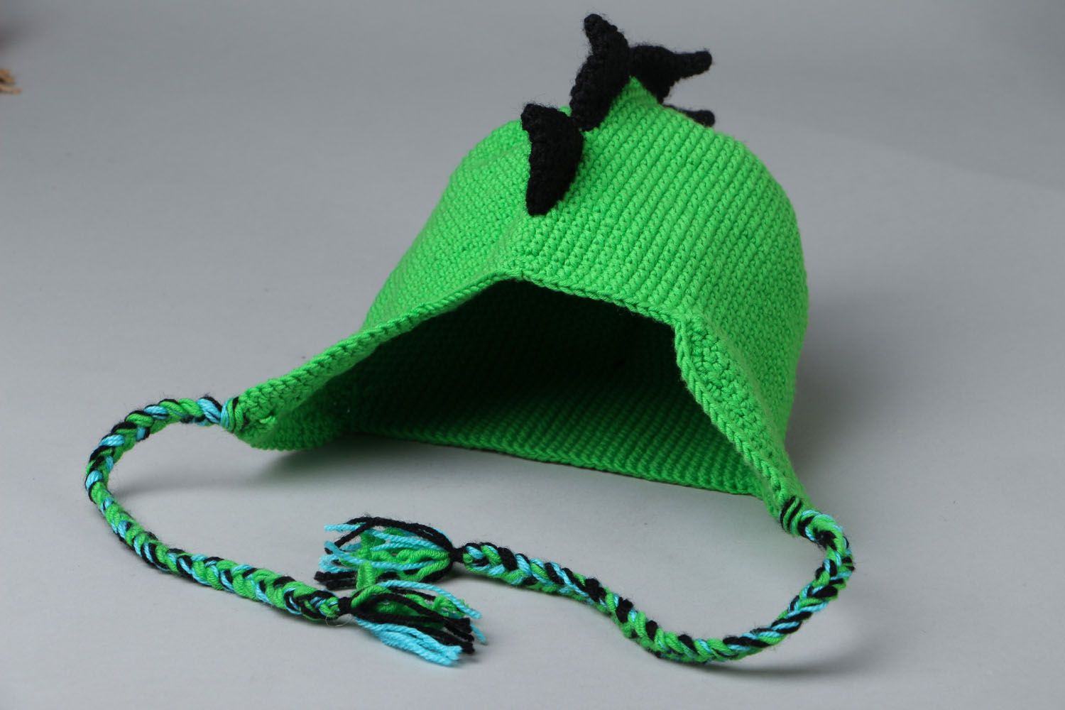 Bonnet tricoté fait main vert photo 3