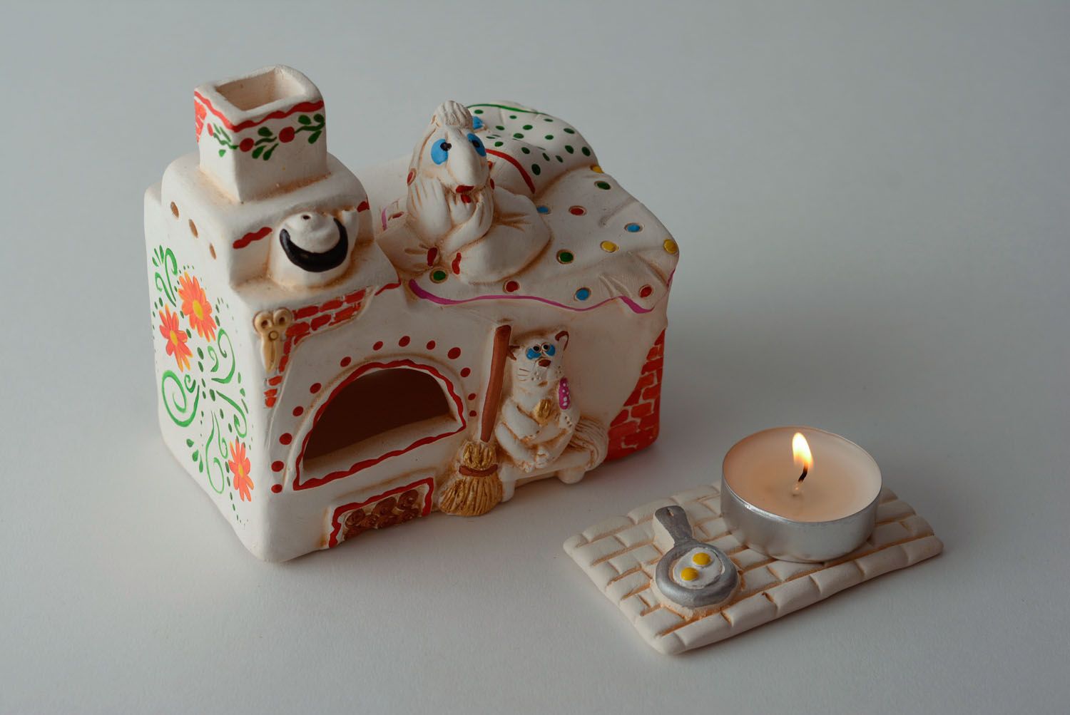 Handmade Kerzenhalter aus Ton Ukrainischer Ofen  foto 1