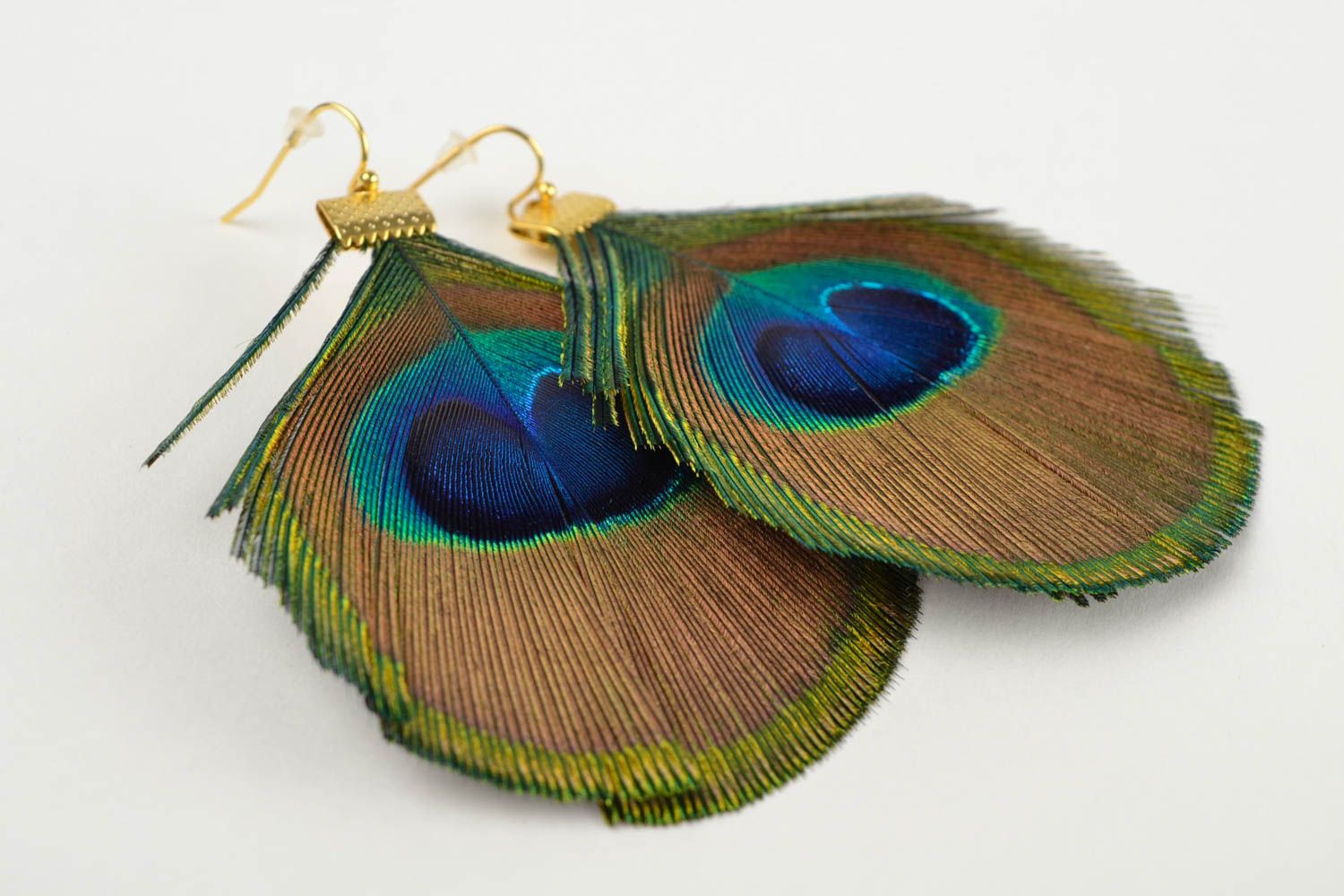 Peacock feather bijouterie unique designer earrings stylish accessories for girl photo 4