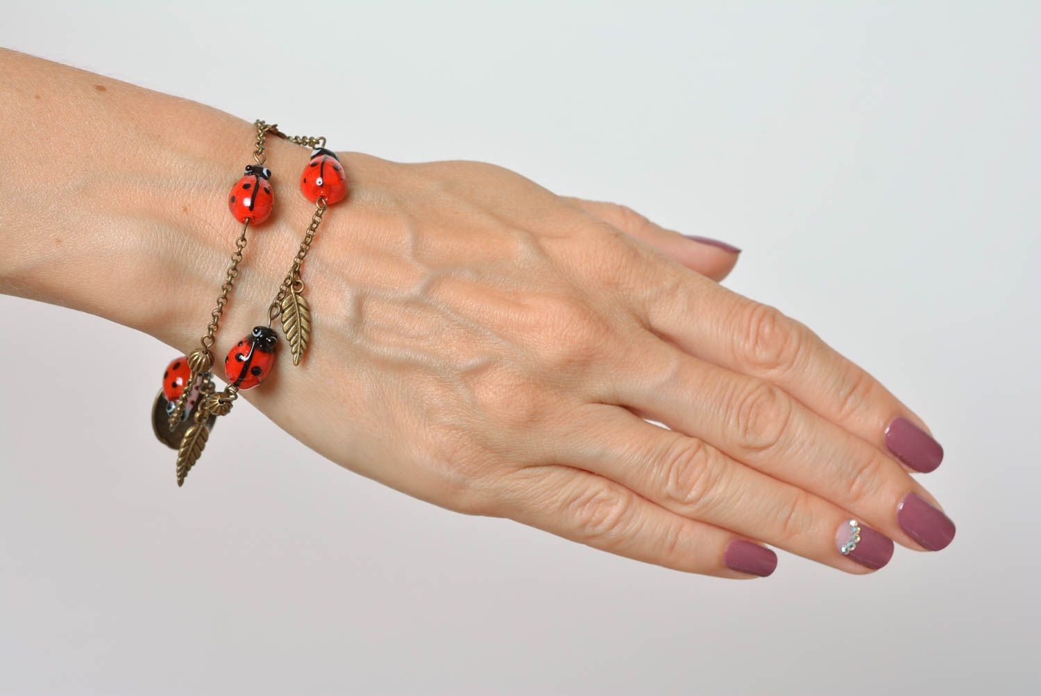 Bracelet en métal Bijou fait main en pâte polymère Accessoire femme sur chaîne photo 3